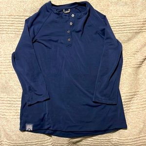 Oiselle Wazzie Wool 3/4 sleeve Henley navy blue size 4